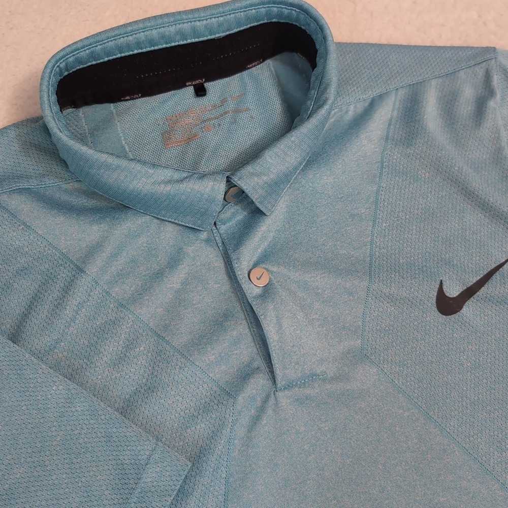 Nike Golf Size L Blue Womens Dry fit Top Vented Collar Shirt Vapor